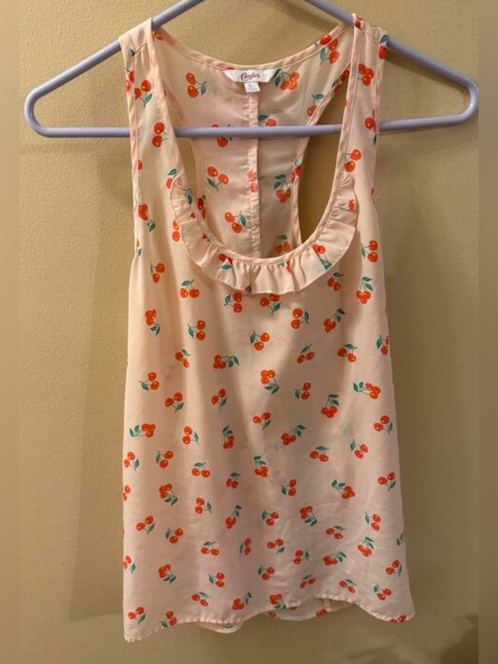Pink Candies Cherry Print Sleeveless Tank Top